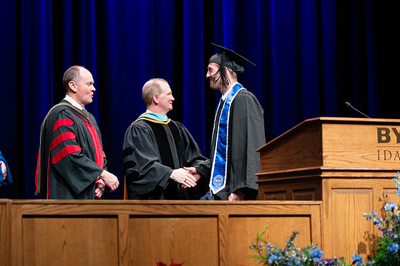 Graduates during convocation for the College of Physical Science and Engineering.