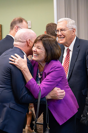 Many board members, faculty, family, and prominent church figures attend the inaugural reception before the inauguration of Alvin F. Meredith.