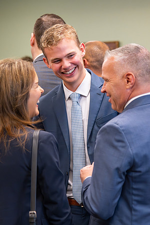 Many board members, faculty, family, and prominent church figures attend the inaugural reception before the inauguration of Alvin F. Meredith.