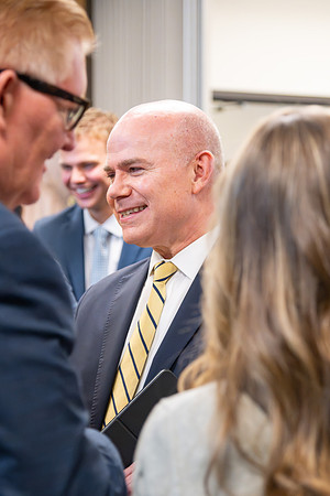 Many board members, faculty, family, and prominent church figures attend the inaugural reception before the inauguration of Alvin F. Meredith.