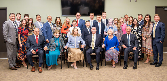 Many board members, faculty, family, and prominent church figures attend the inaugural reception before the inauguration of Alvin F. Meredith.