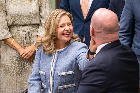Many board members, faculty, family, and prominent church figures attend the inaugural reception before the inauguration of Alvin F. Meredith.
