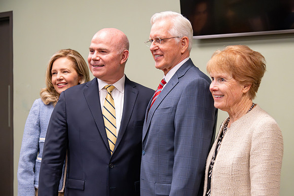 Many board members, faculty, family, and prominent church figures attend the inaugural reception before the inauguration of Alvin F. Meredith.