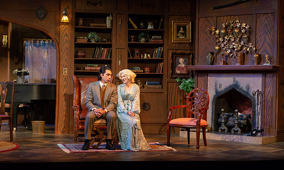 Drama dress rehearsal for the Blithe Spirit play in the Snow theater.