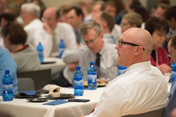 Faculty luncheon guest speaker, James M. Lang, shares insites on Small Teaching: "From Minor Changes To Major Learning". Faculty discuss concepts taught.