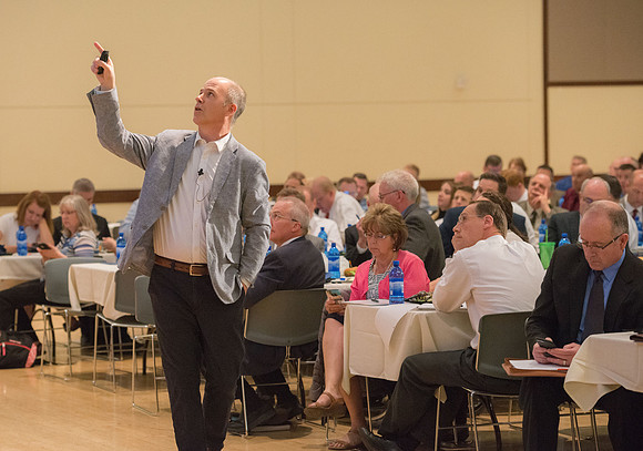 Faculty luncheon guest speaker, James M. Lang, shares insites on Small Teaching: "From Minor Changes To Major Learning". Faculty discuss concepts taught.