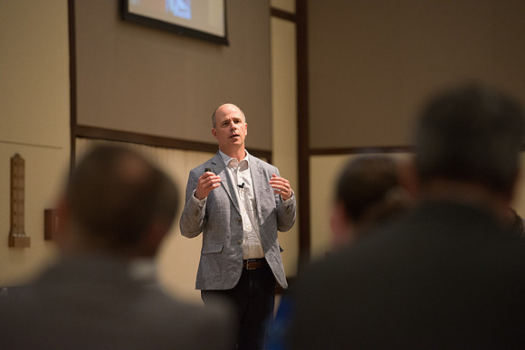 Faculty luncheon guest speaker, James M. Lang, shares insites on Small Teaching: "From Minor Changes To Major Learning". Faculty discuss concepts taught.