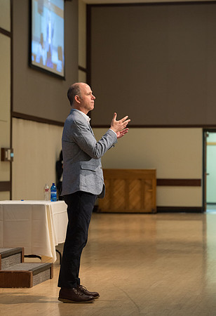 Faculty luncheon guest speaker, James M. Lang, shares insites on Small Teaching: "From Minor Changes To Major Learning". Faculty discuss concepts taught.