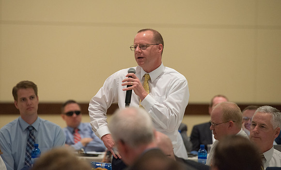 Faculty luncheon guest speaker, James M. Lang, shares insites on Small Teaching: "From Minor Changes To Major Learning". Faculty discuss concepts taught.