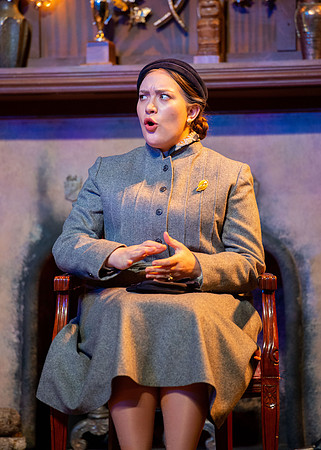Drama dress rehearsal for the Blithe Spirit play in the Snow theater.