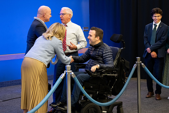 President and Sister Meredith meet and greet students at the public reception following the inauguration.