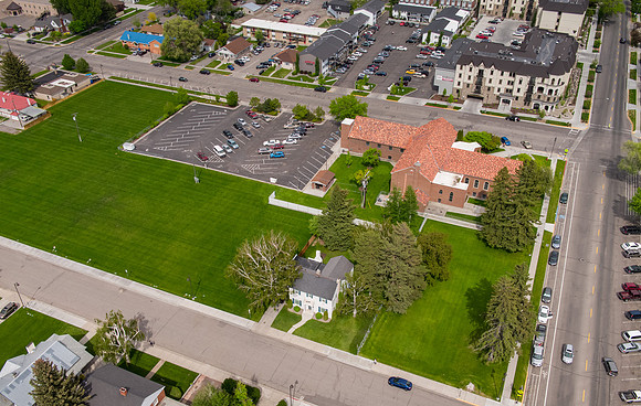 Drone aerial of BYU-Idaho campus.