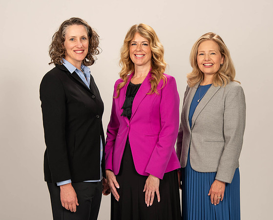 Photoshoot of Sister Meredith, Sister LaBuagh, and Sister Hurley with the Women in Business Society president Hana Edossa. Fall 2023