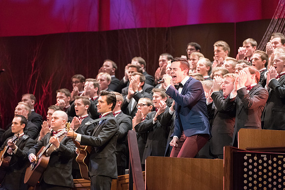 David Archuleta and Nathan Pacheco were the featured guests at BYU-Idaho's annual Christmas concert in the BYU-Idaho Center. They performed with the Symphony Orchestra, combined choirs, and other stud