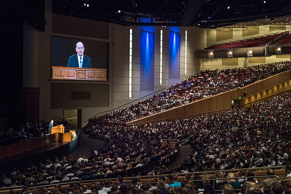 Elder Quentin L. Cook, member of the Twelve Apostles speaks at Devotional in the I-Center. June 2018