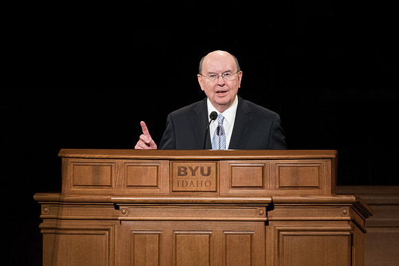 Elder Quentin L. Cook, member of the Twelve Apostles speaks at Devotional in the I-Center. June 2018