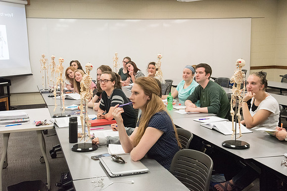 Dance Professor, Wendy Bone teaching students Kinesiology. June 2018