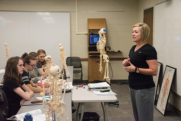 Dance Professor, Wendy Bone teaching students Kinesiology. June 2018