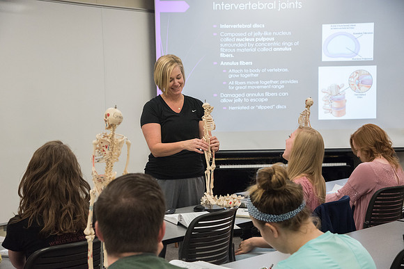 Dance Professor, Wendy Bone teaching students Kinesiology. June 2018