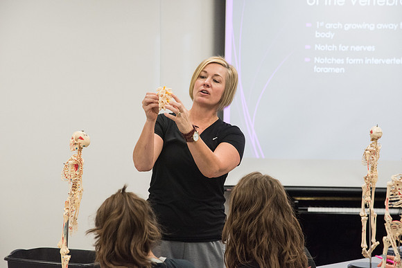Dance Professor, Wendy Bone teaching students Kinesiology. June 2018