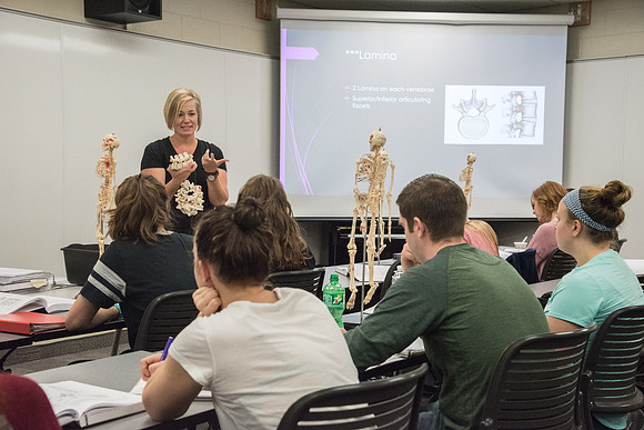 Dance Professor, Wendy Bone teaching students Kinesiology. June 2018