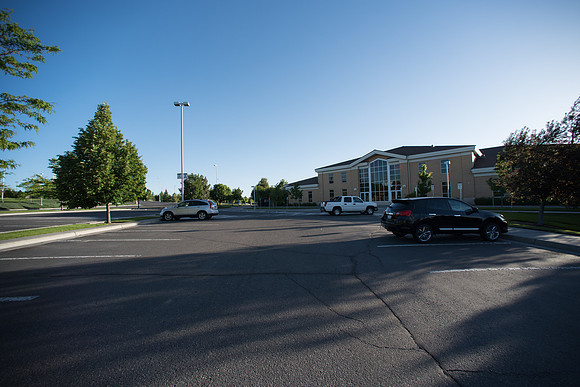 Parking lot in front of Hinckley Building.