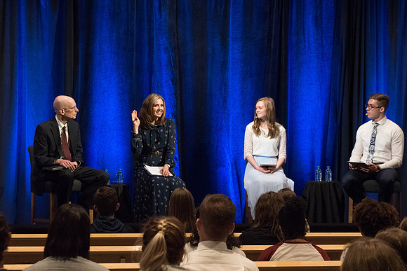 President Henry J. Eyring and Sister Eyring answering students questions about Academic Planning from live audience and onine students.