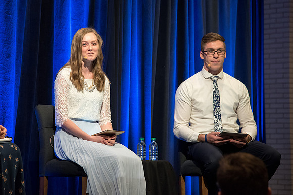 President Henry J. Eyring and Sister Eyring answering students questions about Academic Planning from live audience and onine students.