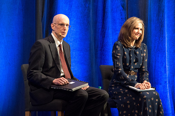 President Henry J. Eyring and Sister Eyring answering students questions about Academic Planning from live audience and onine students.