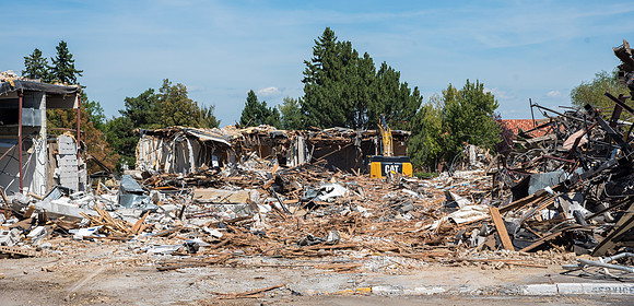 Big D Construction doing some major Destruction to the Kirkham Building.