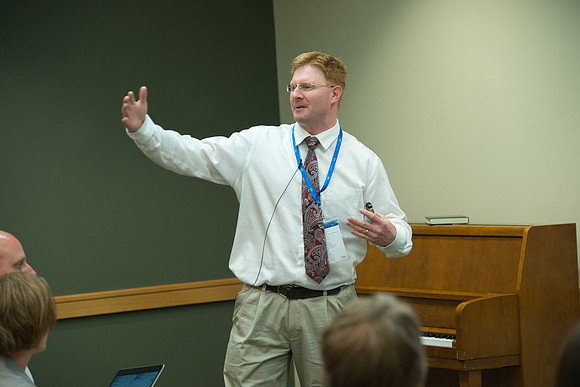 BYU-Idaho Online instructors meet on campus for a conference. The theme is "Building A Community of Learners"