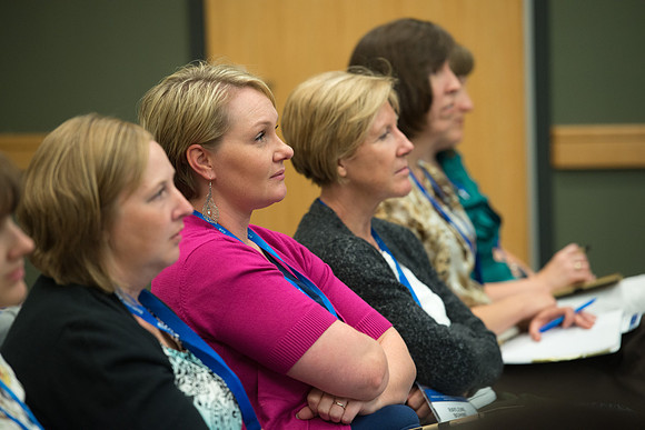 BYU-Idaho Online instructors meet on campus for a conference. The theme is "Building A Community of Learners"