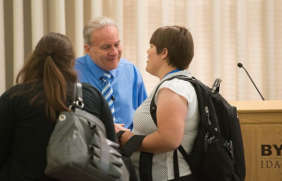 BYU-Idaho Online instructors meet on campus for a conference. The theme is "Building A Community of Learners"