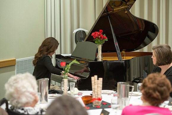 Eliza R. Snow Award members and guest enjoy an evening of god food and entertainment honoring Rick and Cheryl Hansen for their service towards the Arts.