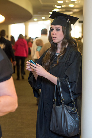 Students get ready for commencement ceremony to begin.