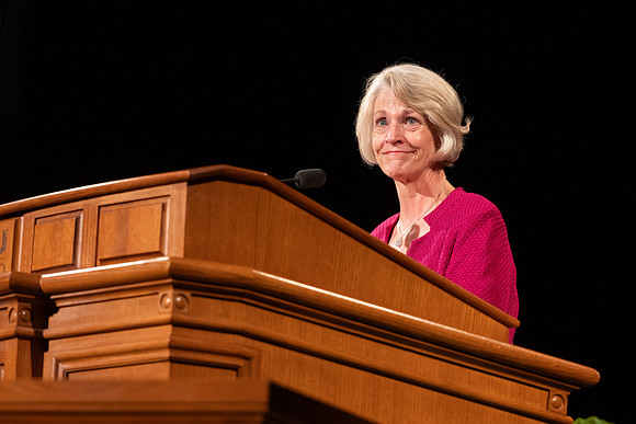 Elder Renlund and his wife Ruth, address BYU-Idaho students in the I-Center.