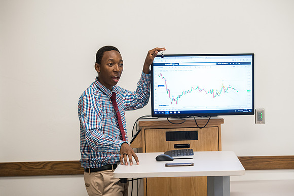 KG giving a presentation. Photo for Admissions Viewbook.