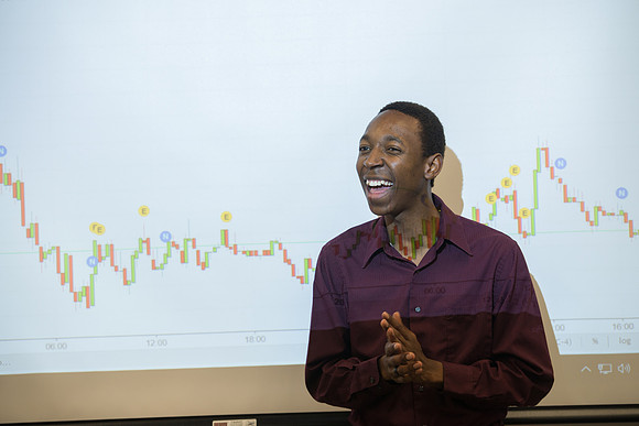 KG giving a presentation. Photo for Admissions Viewbook.