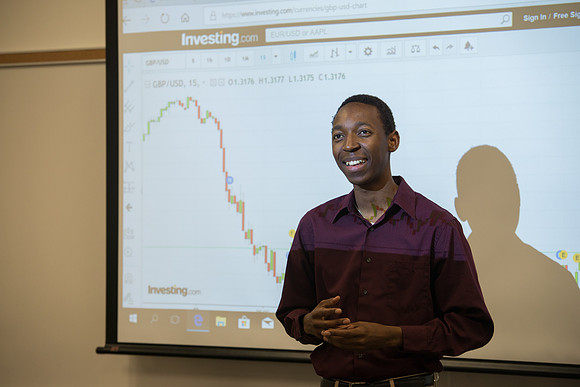 KG giving a presentation. Photo for Admissions Viewbook.