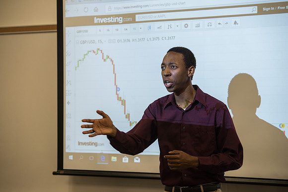 KG giving a presentation. Photo for Admissions Viewbook.