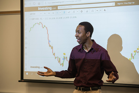 KG giving a presentation. Photo for Admissions Viewbook.