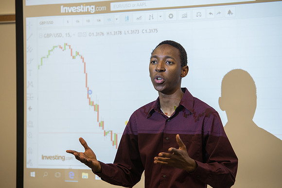KG giving a presentation. Photo for Admissions Viewbook.
