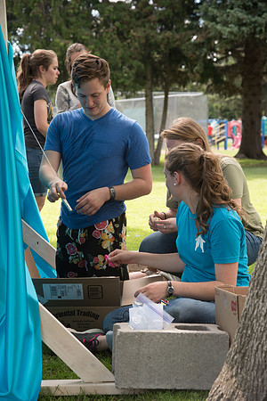 Student Living department employees and their families enjoy a picnic at Smith Park, to celebrate 10 years of being an organization.