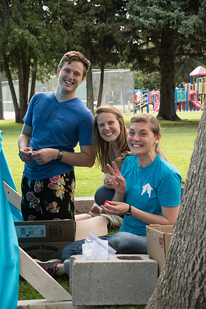 Student Living department employees and their families enjoy a picnic at Smith Park, to celebrate 10 years of being an organization.