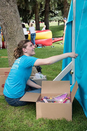 Student Living department employees and their families enjoy a picnic at Smith Park, to celebrate 10 years of being an organization.