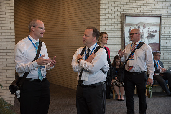 Online Instructors in the Taylor Building before the last Keynote Address begins.