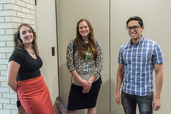 Online Instructors in the Taylor Building before the last Keynote Address begins.