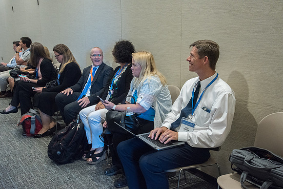 Online Instructors in the Taylor Building before the last Keynote Address begins.