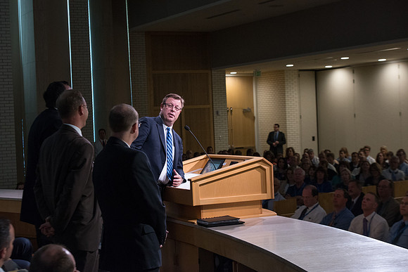 President Clark G. Gilbert gives the final Keynote Address in the Taylor Chapel.
