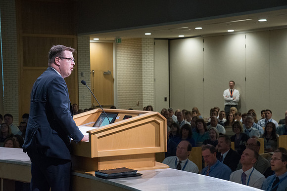 President Clark G. Gilbert gives the final Keynote Address in the Taylor Chapel.